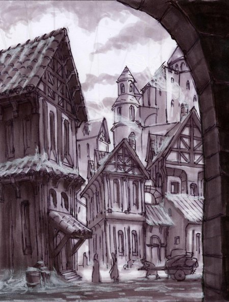Средневековый город рисунок