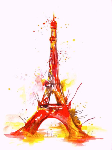 Эйфелева башня акварель