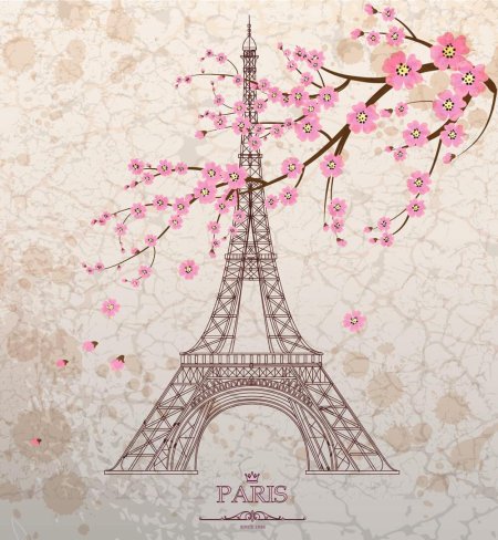 Париж эйфелева башня акварель
