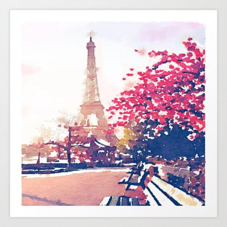 Париж эйфелева башня акварель