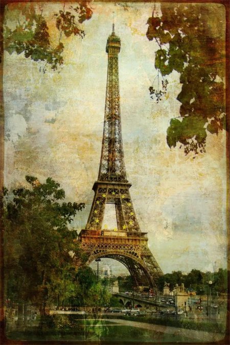 Фреска париж эйфелева башня