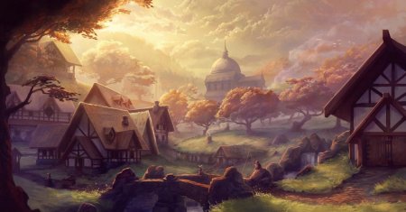 Поселение селение деревня фэнтези арт