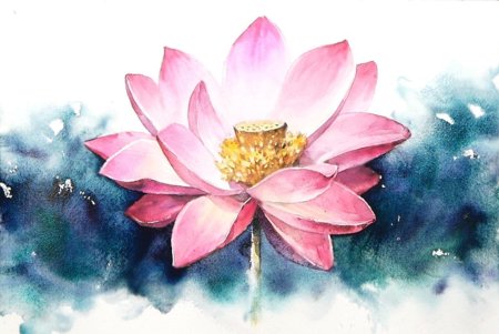 Лотос акварель китайская живопись
