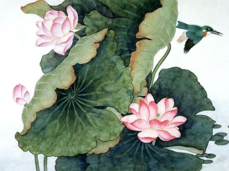 Китайская японская живопись лотос