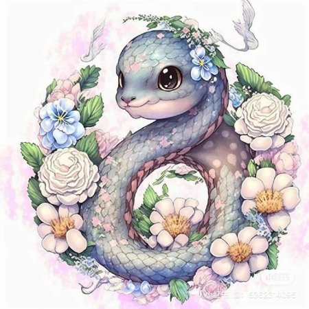 Змея символ года акварель