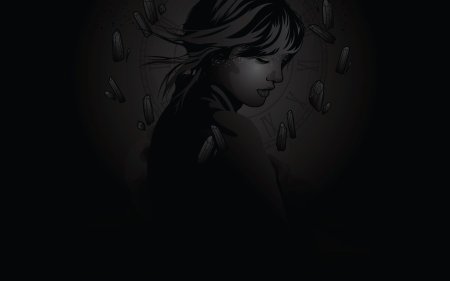 Плачущая девушка на черном фоне