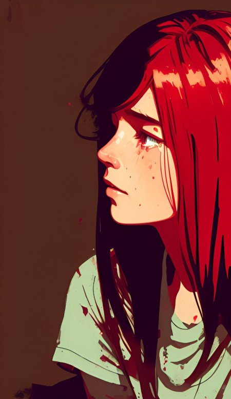 Арт девушка с красными волосами