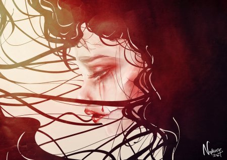 Девушка с кровавыми слезами арт