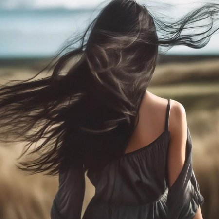 Девушка с черными волосами со спины