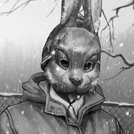 Антон с маской зайца из игры tiny bunny