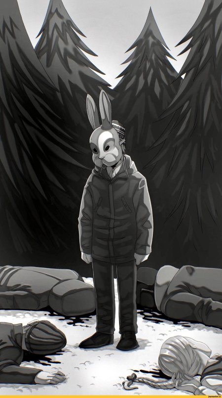 Антон с маской зайца из игры tiny bunny