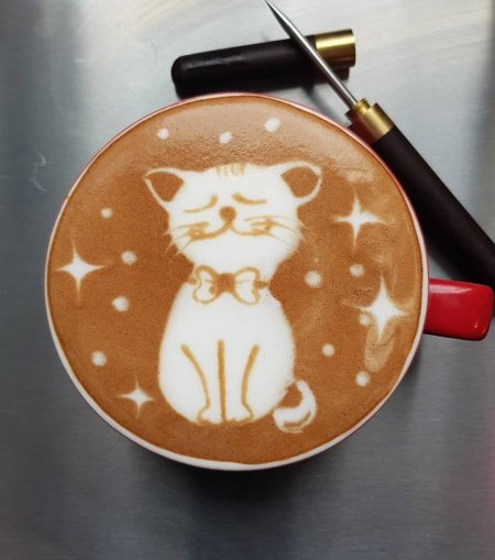 Латте арт кот