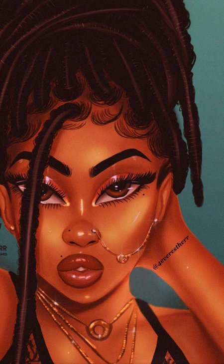 Чернокожая девушка мультяшка