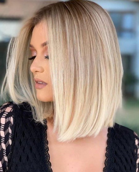 Удлиненное каре на светлые волосы