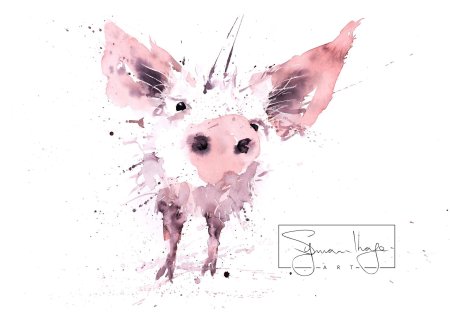 Свинья акварель