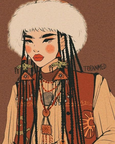Казахская девушка арт
