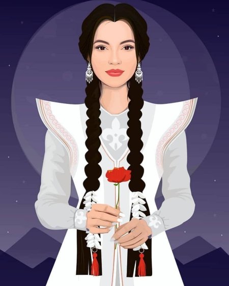 Девушка казашка рисунок