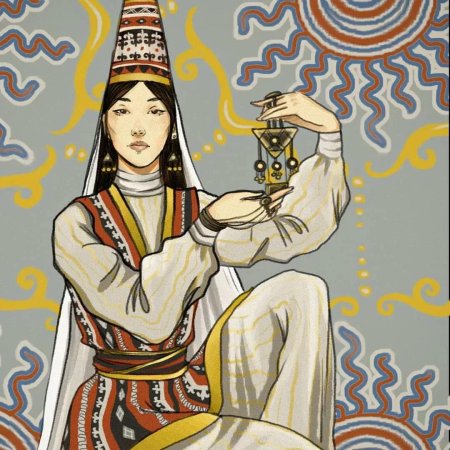 Казахская девушка рисунок