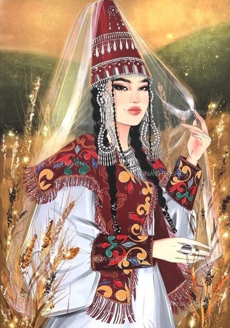 Казахская девушка в национальном костюме
