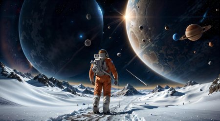 Космонавт в космосе