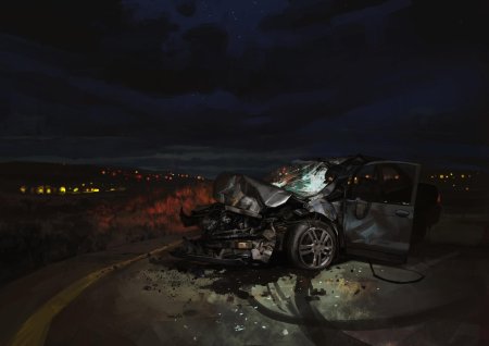 Машина авария арт