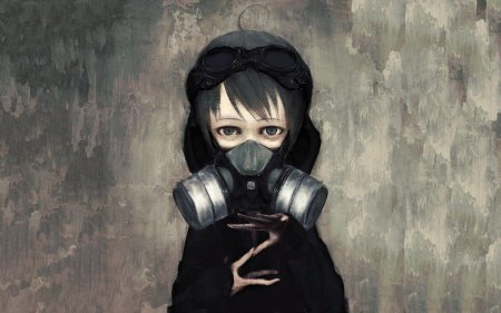 Девушка в респираторе