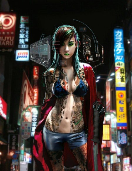 Киберпанк арт девушка