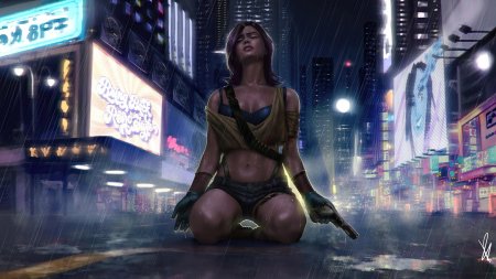 Ночной найт сити cyberpunk