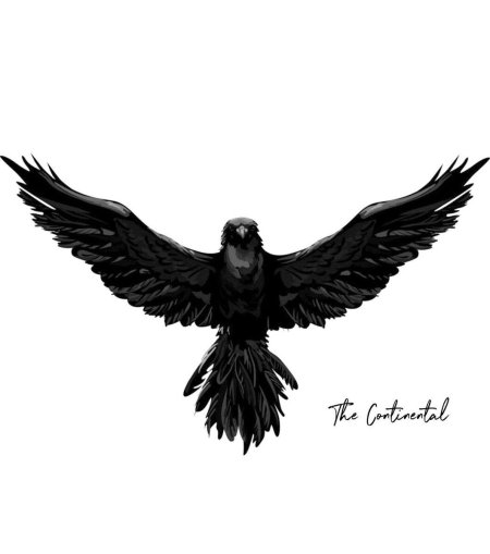 Ворона с расправленными крыльями