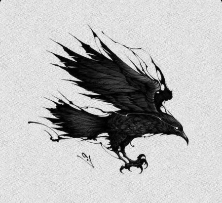 Ворон арт тату