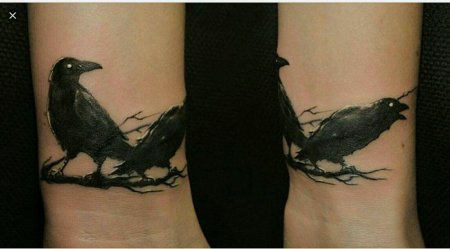 Тату ворона на руке