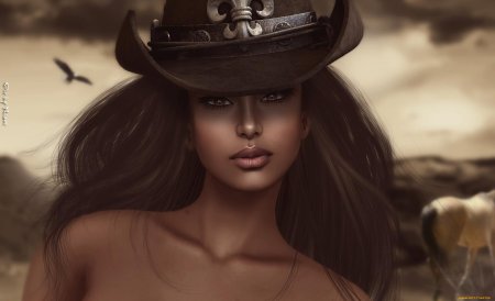 Рисунок девушка в шляпе