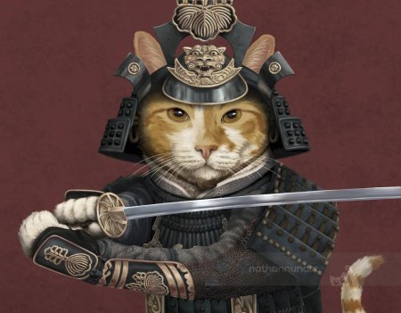 Кот в самурайских доспехах
