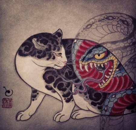 Японские коты якудза самурай