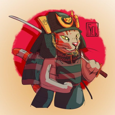 Японский кот самурай