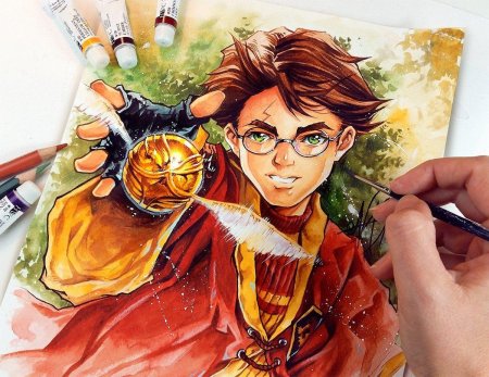 Гарри поттер со снитчем арт