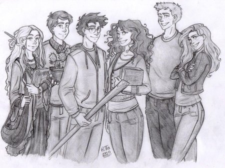 Раскраска гарри поттер рон и гермиона