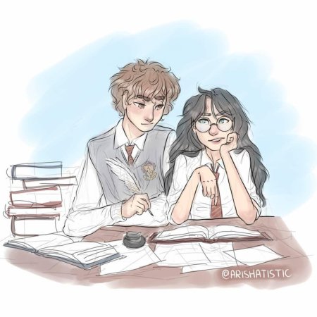 Гарри поттер рон и гермиона арт