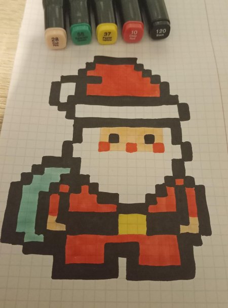 Рисунки по клеточкам дед мороз