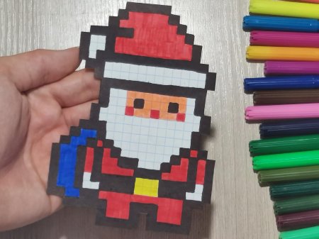 Рисунки по клеточкам дед мороз