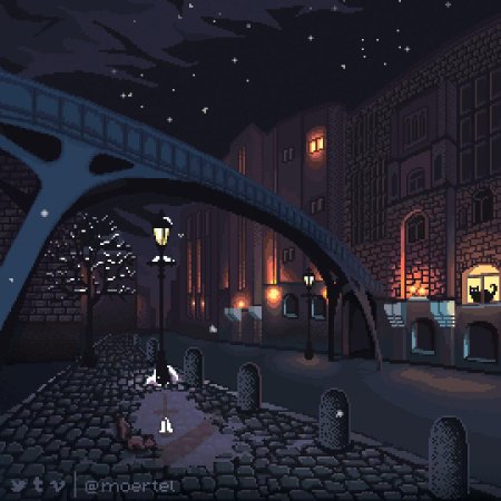 Пиксельная ночь в городе