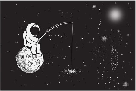 Космонавт сидит на луне