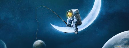 Космонавт рыбачит на луне