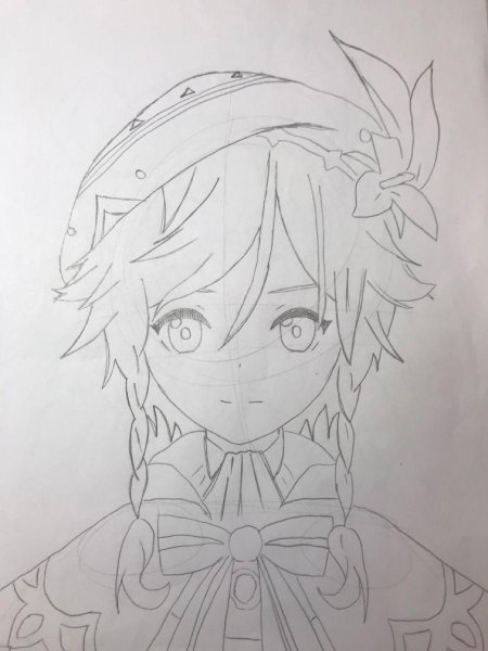 Аниме рисунки карандашом геншин