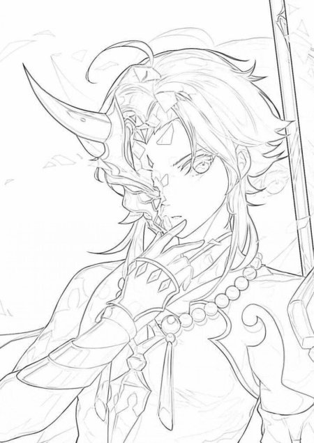 Сяо геншин раскраска