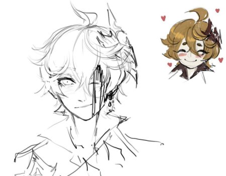 Тарталья чёрно белый геншин