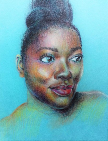 Портрет пастелью темнокожая