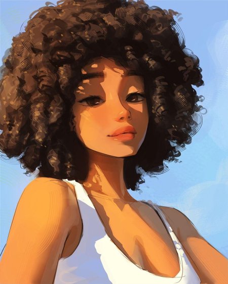 Кудрявая девушка арт