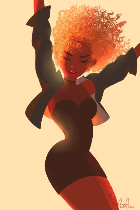 Кудрявая девушка арт