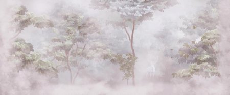 Фреска аффреско деревья в тумане